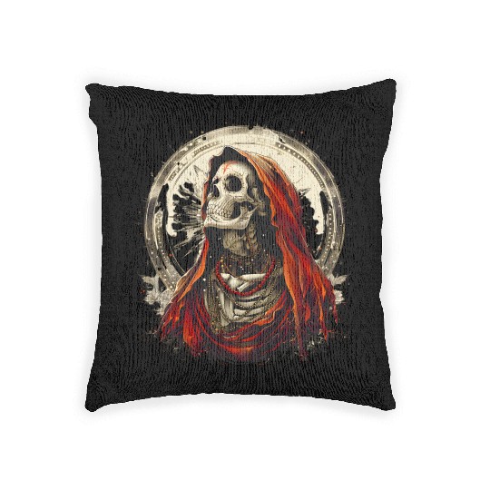 Santa Muerte Saint Death Mexican Sugar Skull Woven Pillows