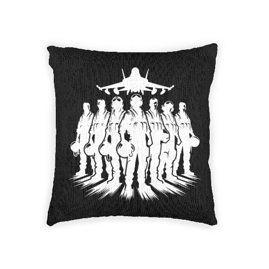 Air Force Pilots Cool Airplane Portrait Woven Pillows