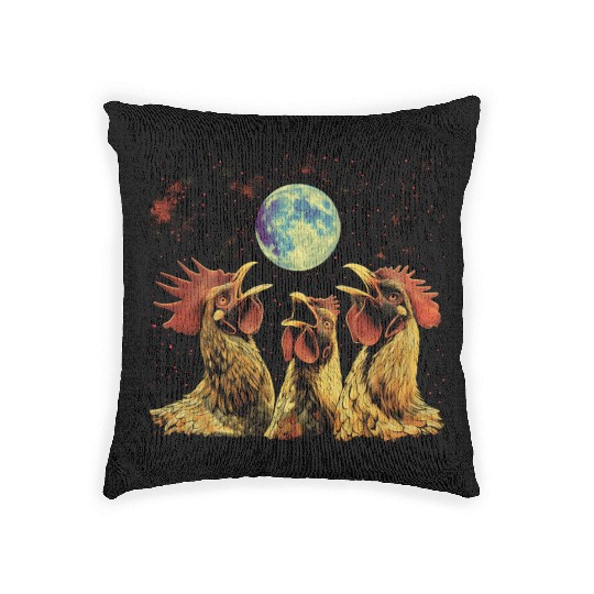Chicken Farmer Farming Howling Moon Woven Pillows
