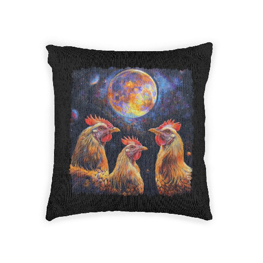 Chicken Farmer Farming Howling Moon Woven Pillows