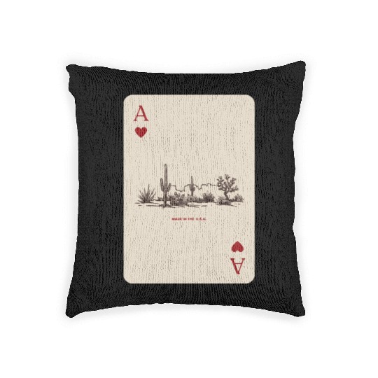 Desert Playing Card Vintage Western Landscape Woven Pillows