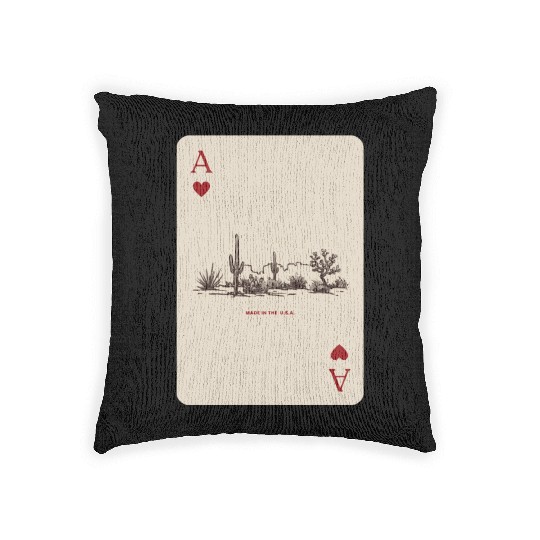 Desert Playing Card Vintage Western Landscape Woven Pillows