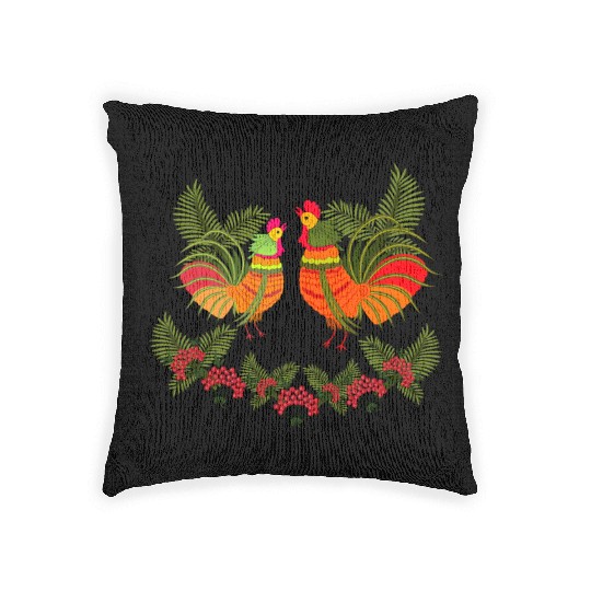 Rooster with hen Woven Pillows