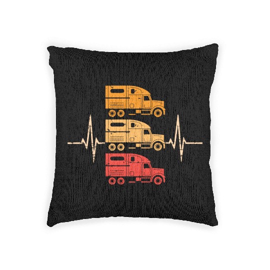 Truck driver heart beat Trucker Funny Truck Driver Woven Pillows
