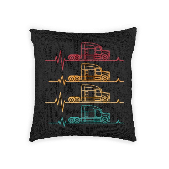 Truck driver heart beat Trucker Funny Truck Driver Woven Pillows
