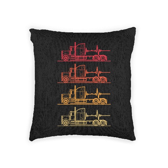 Truck driver heart beat Trucker Funny Truck Driver Woven Pillows