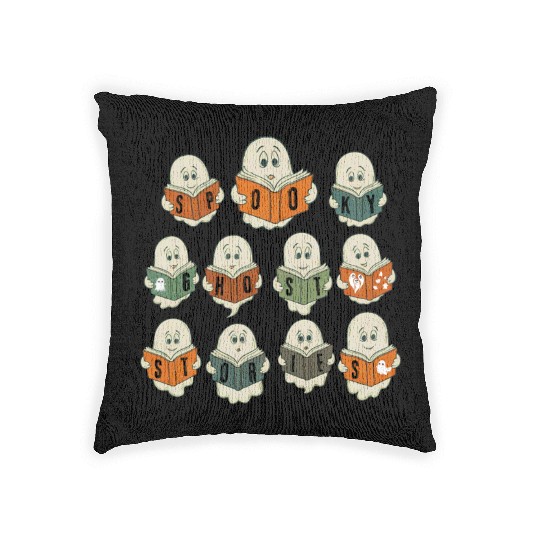 Spooky Stories Book Club - Happy Halloween Woven Pillows