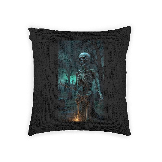 Rising Skeleton in the Graveyard Woven Pillows