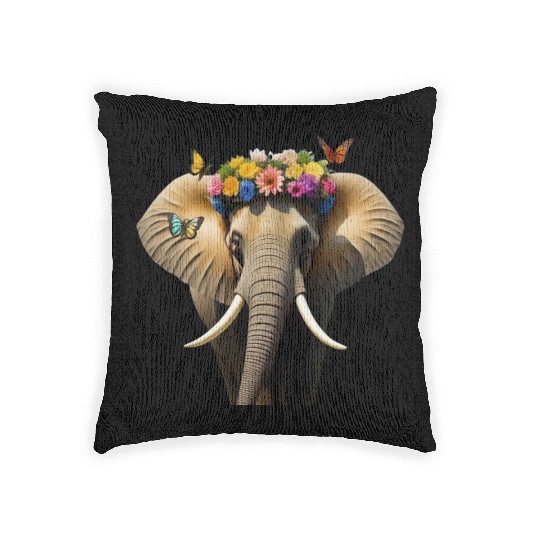 Elephant in Bloom  D83C DF38 D83D DC18 Woven Pillows
