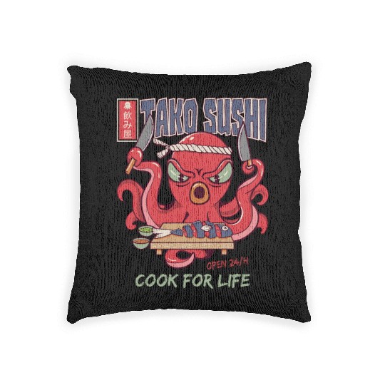 Octopus Sushi Bar Raw fish roll Takoyaki Woven Pillows