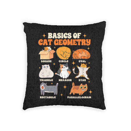 Math Teacher Life Teaching Basics Of Cat Geometry Woven Pillows