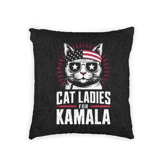 Kamala Harris Cat Ladies 2024 Woven Pillows