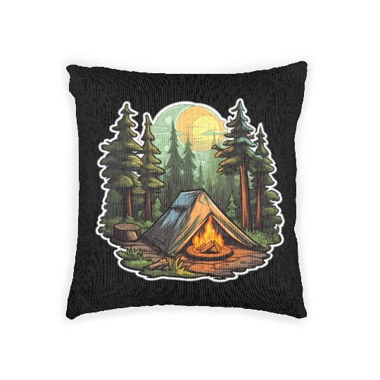 Tents Forest Nature Camping Woven Pillows