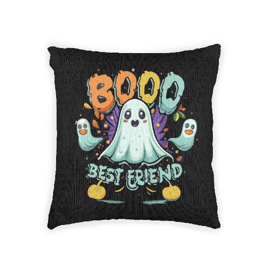 Friendly Ghost Boo Woven Pillows - Halloween Fun