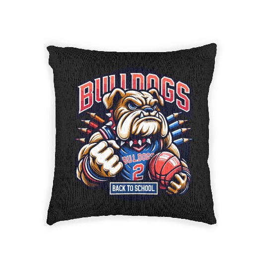 Bulldogs Mascot Back To School Team Spirit Woven Pillows