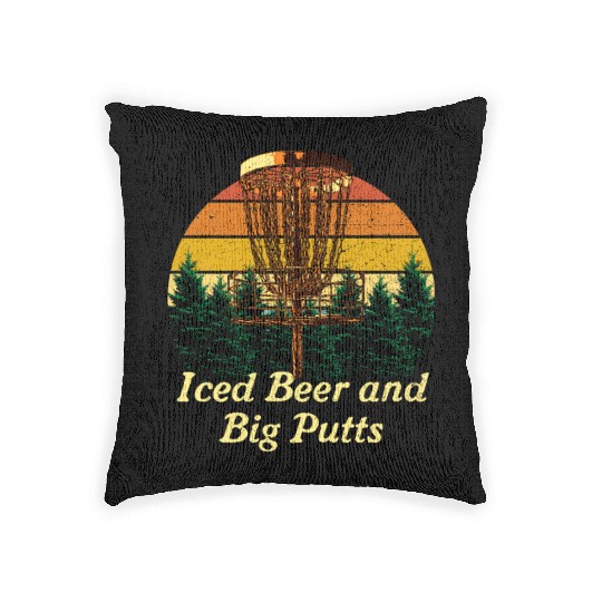 Iced Beer and Big Putts Disc Golf Beer Lover Golfe Woven Pillows