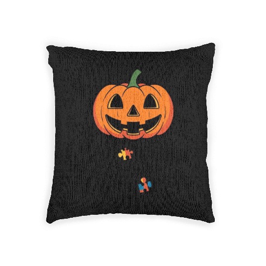 Festive Jack-O'-Lantern Halloween Design Woven Pillows