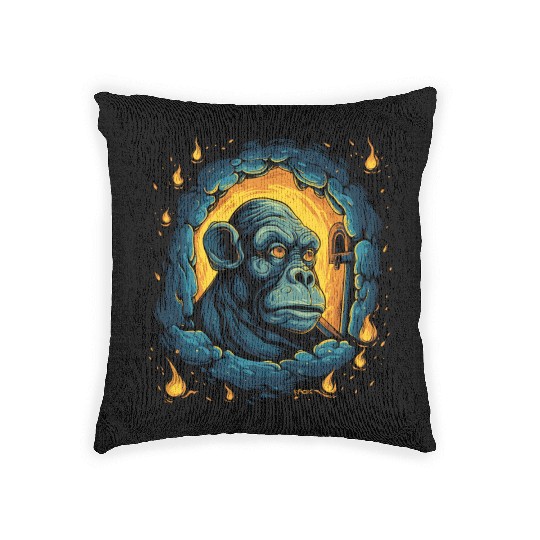 Night of the Starry Dungeon Monkey Woven Pillows