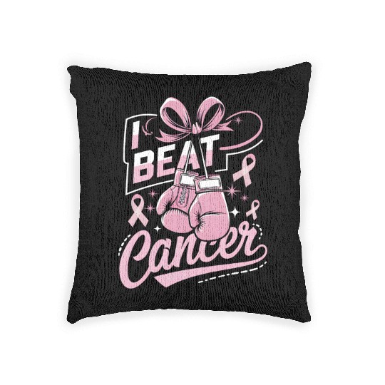 I Beat Cancer Breast Cancer Awareness Woven Pillows