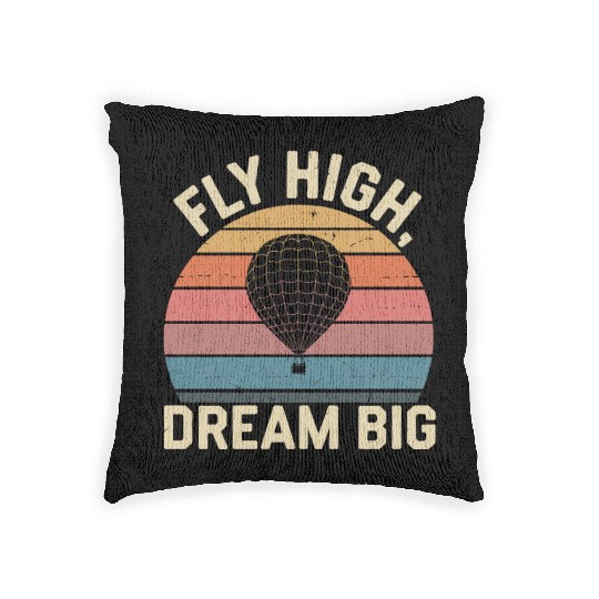 Fly High, Dream Big Hot Air Balloon Inspiration Woven Pillows