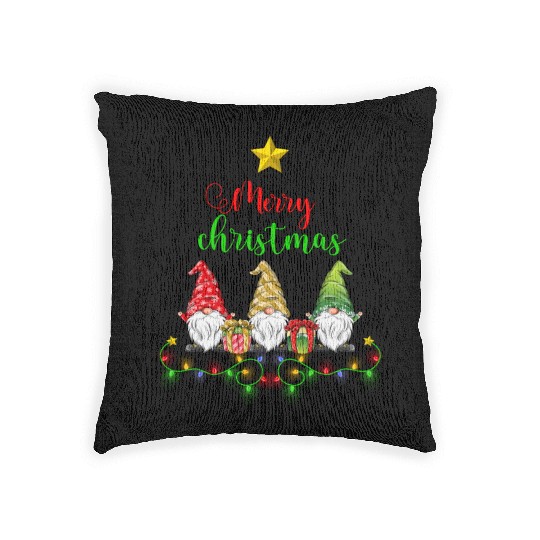 Gnomes Christmas Tree Funny Xmas Holidays Woven Pillows