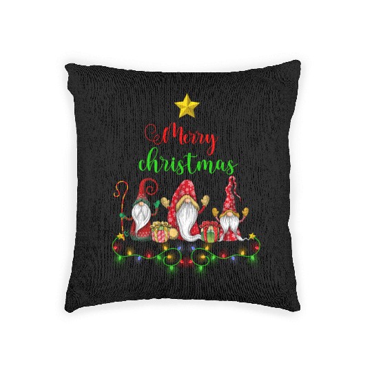 Gnomes Christmas Tree Funny Xmas Holidays Woven Pillows