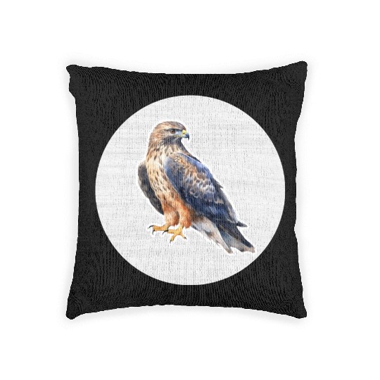 Hawk Watercolor Drawing Woven Pillows