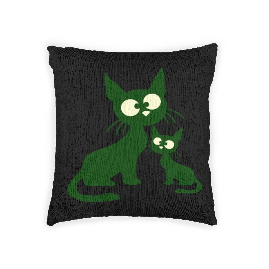 Crazy cat mom dad kitten child kitten family team Woven Pillows