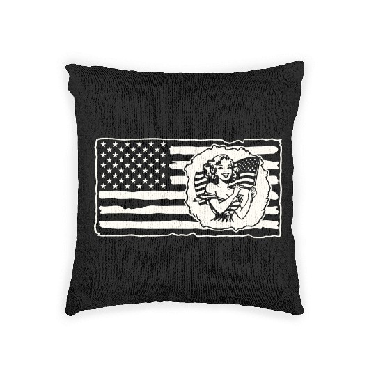 Retro Flag Girl © LIKE US ON FACEBOOK # Woven Pillows