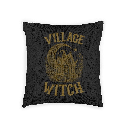 Village Witch Salem Vintage Halloween Woven Pillows