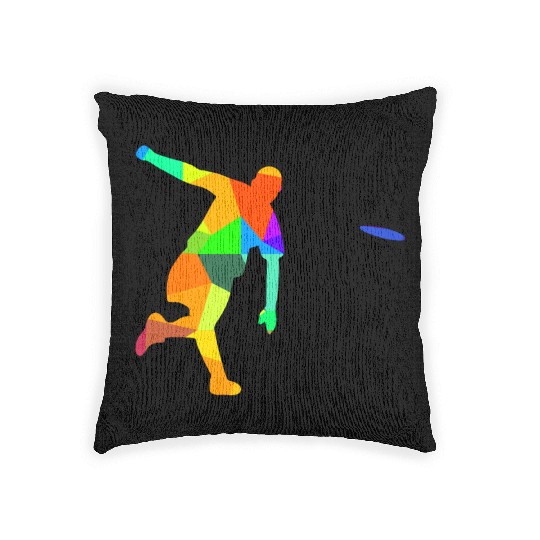 Ultimate Frisbee Rainbow Colors Polygon Sport Woven Pillows