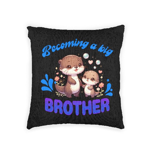Soon I'll Be A Big Brother, Sweet Otter Brother Woven Pillows