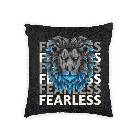 fearless lion design Woven Pillows