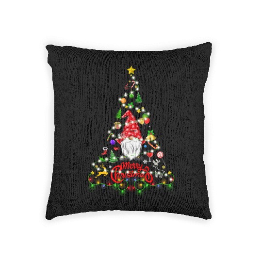 Funny Gnomes Christmas Tree Gnomies Family Xmas Woven Pillows