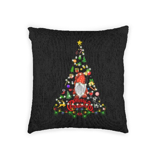 Funny Gnomes Christmas Tree Gnomies Family Xmas Woven Pillows