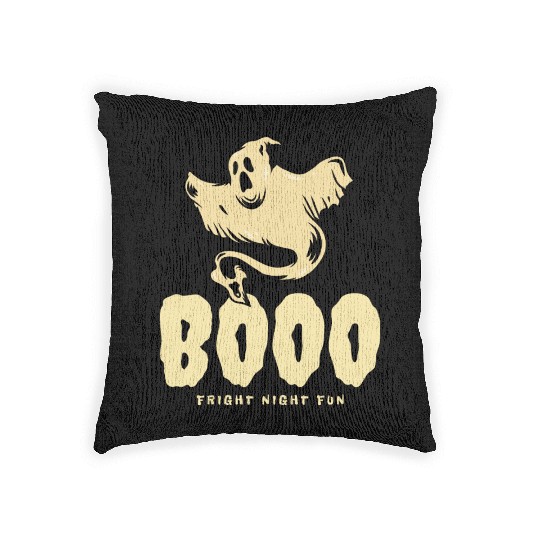 BOOO Fright Night Fun Ghost Halloween Woven Pillows