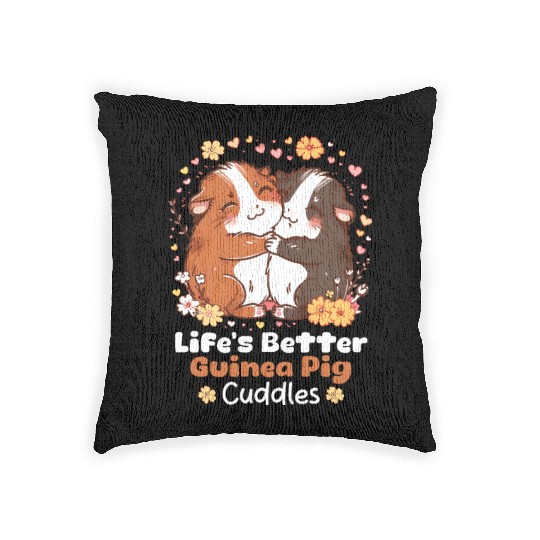 Guinea Pig Life’s Better With Guinea Pig Cuddles Woven Pillows