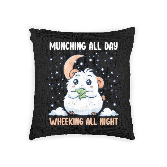 Guinea Pig Munching All Day, Wheeking All Night Woven Pillows
