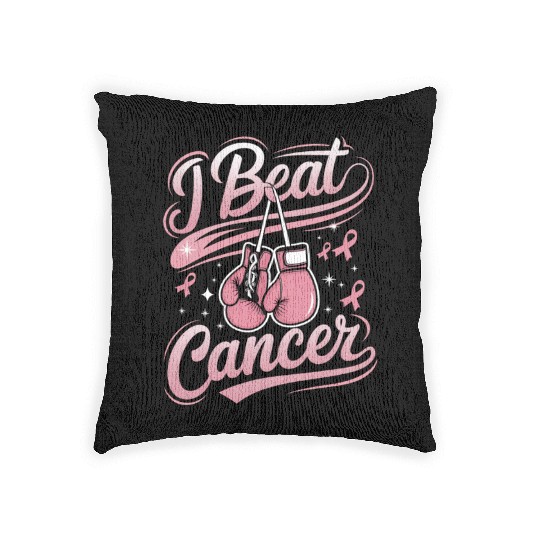 I Beat Cancer Breast Cancer Awareness Woven Pillows
