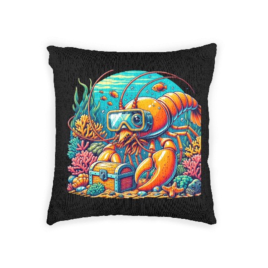 Shrimp Exploration-Underwater Adventure Woven Pillows