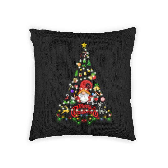 Funny Gnomes Christmas Tree Gnomies Family Xmas Woven Pillows