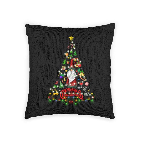 Funny Gnomes Christmas Tree Gnomies Family Xmas Woven Pillows