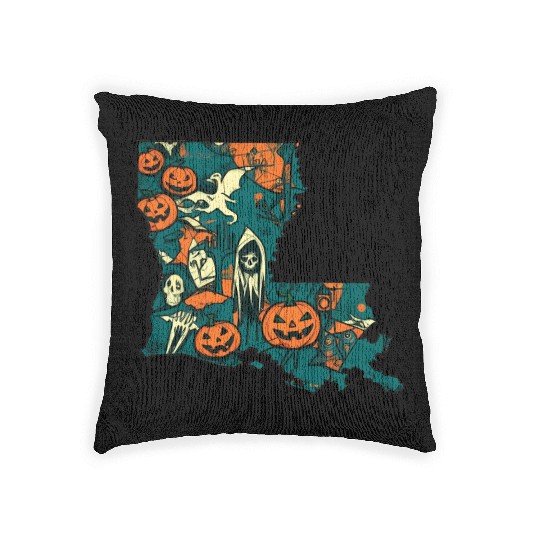Louisiana USA Halloween Woven Pillows