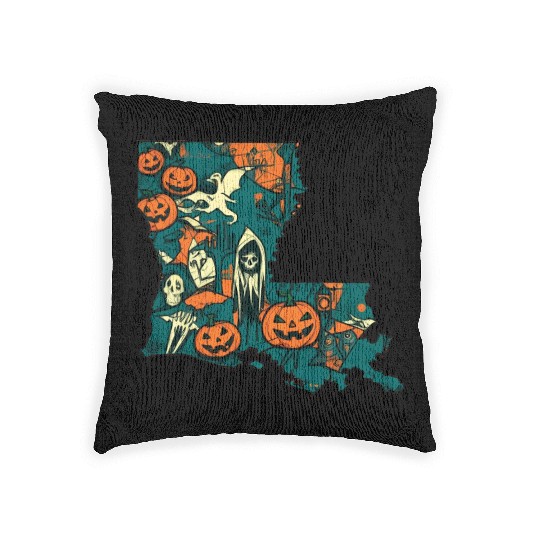 Louisiana USA Halloween Woven Pillows