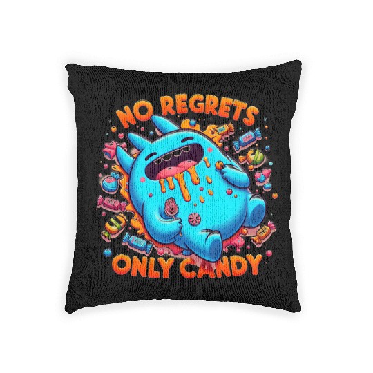 Disneyland Stitch Halloween No Regrets Only Candy Woven Pillows