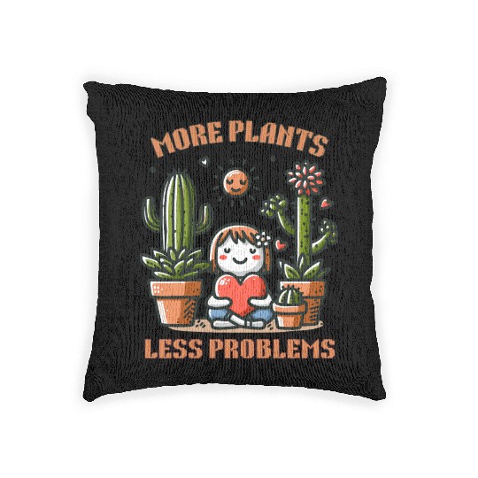 More Plants Less Problems Woven Pillows