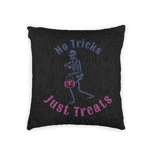 No Tricks Just Treats Halloween Woven Pillows