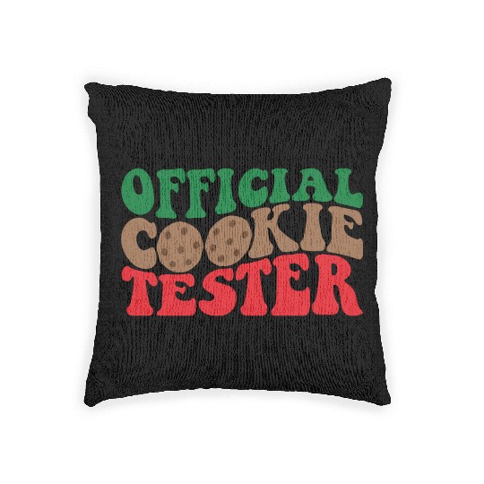 Official Cookie Tester - funny Christmas design Woven Pillows