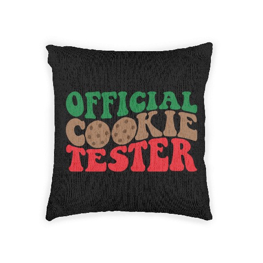 Official Cookie Tester - funny Christmas design Woven Pillows