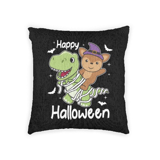 Deer Happy Halloween T-rex Mummy Costume Woven Pillows
